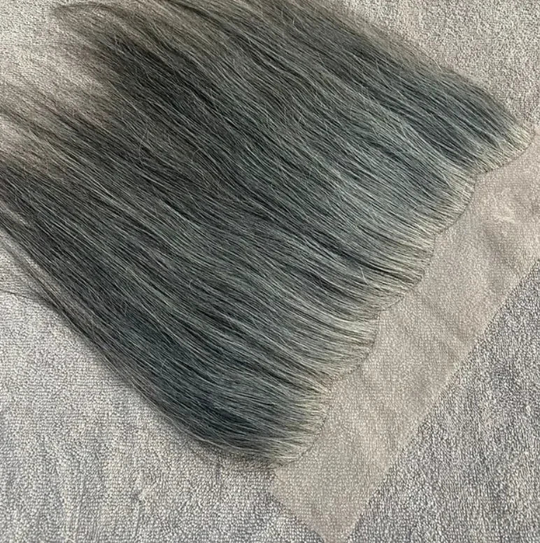 Grey Straight Swiss Lace Human Hair Frontal
