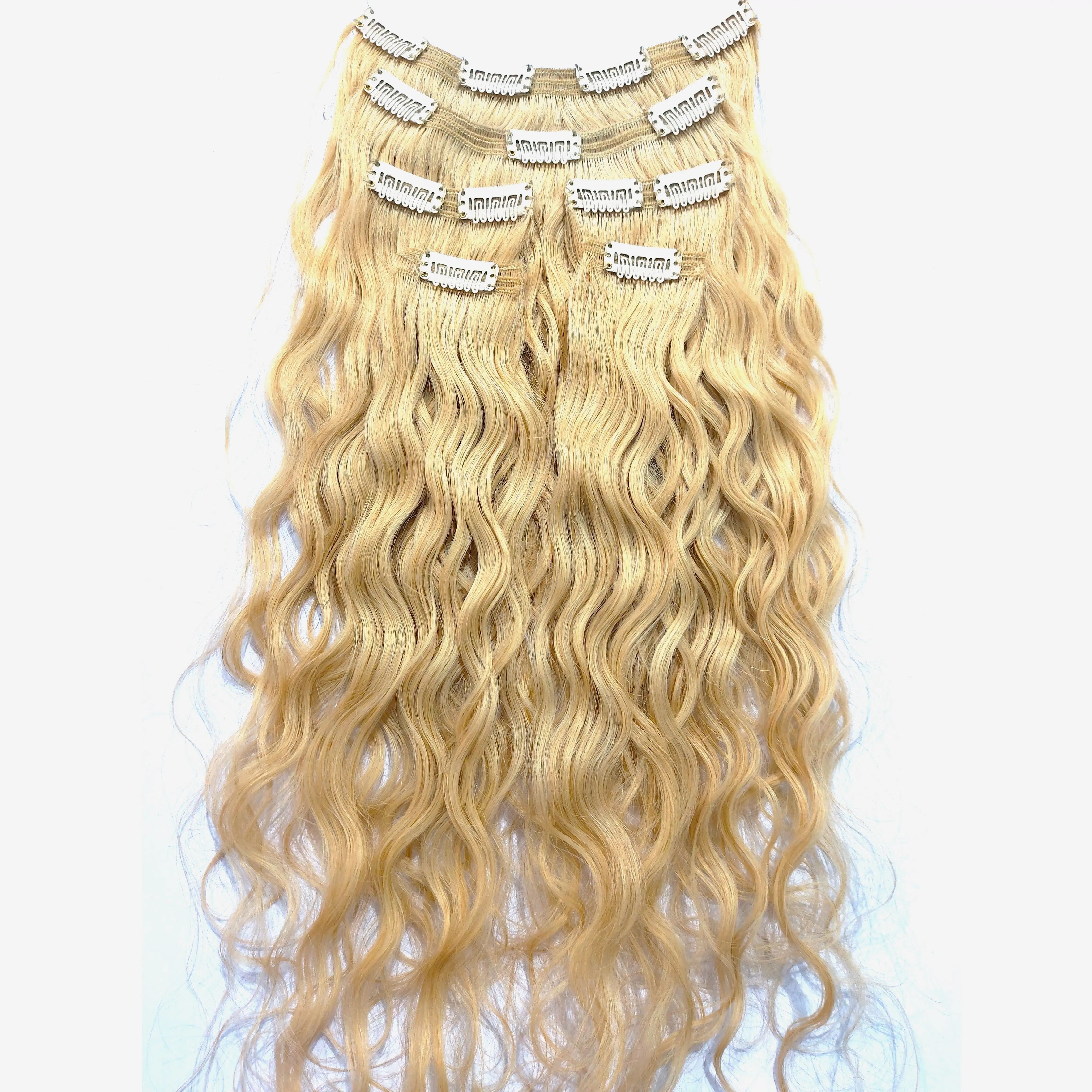 Blonde Clip in Extensions Human Hair