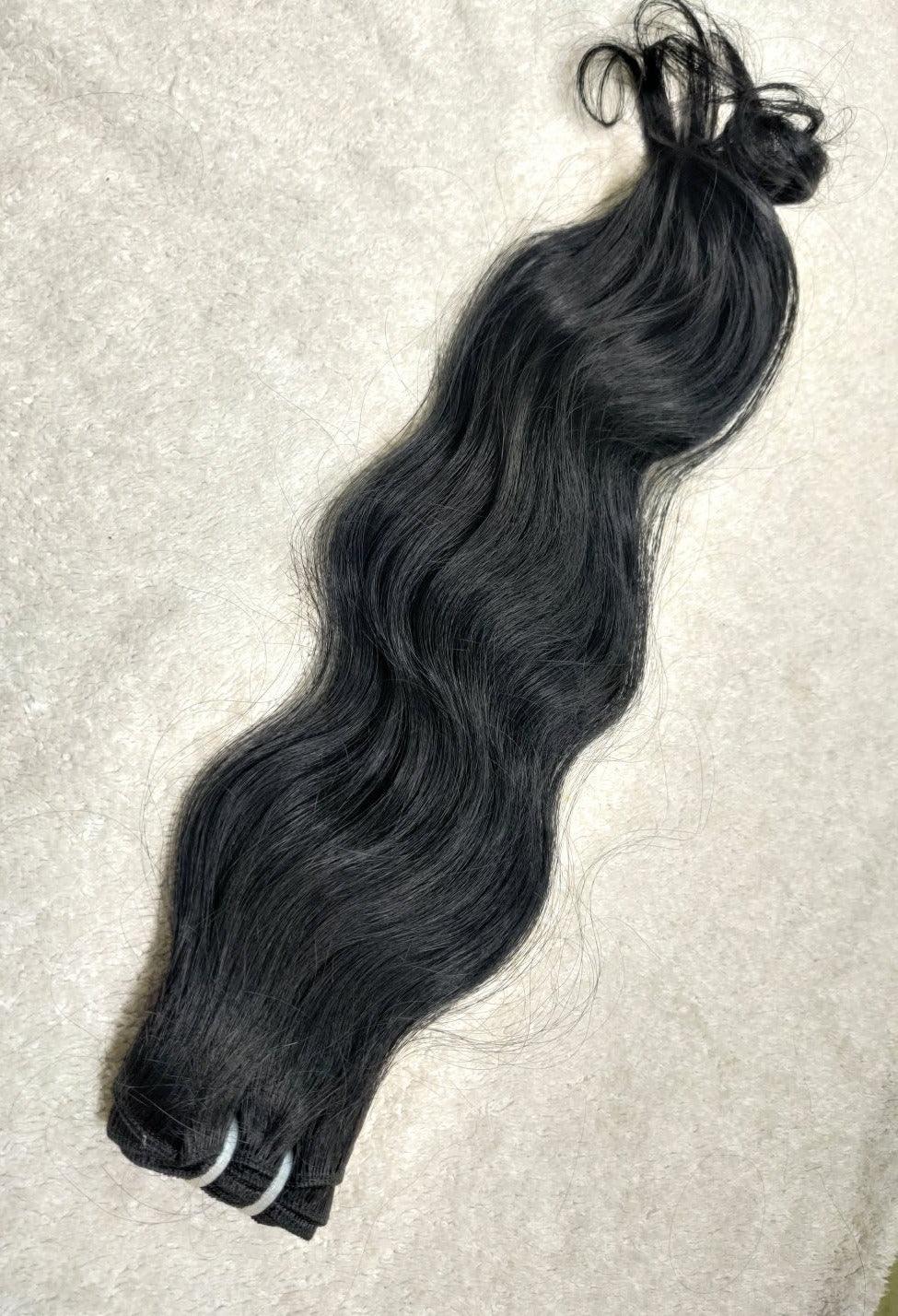 Natural Brown Black Wavy Remy Human Hair Extensions