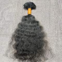 Grey Curly Bulk Human Hair Braiding - Hair Trends India