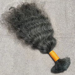 Grey Curly Bulk Human Hair Braiding - Hair Trends India