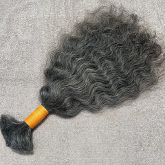 Grey Curly Bulk Human Hair Braiding - Hair Trends India
