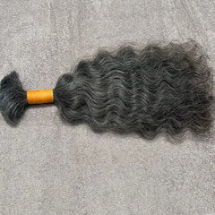 Grey Curly Bulk Human Hair Braiding - Hair Trends India