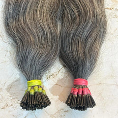 Grey I-tip Human Hair Extensions - Hair Trends India