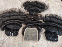 Curly Human Hair Bundles with Closure - Hair Trends India