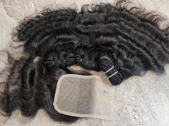 Curly Human Hair Bundles with Closure - Hair Trends India