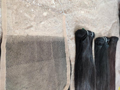 Straight human hair bundles with closure - Hair Trends India