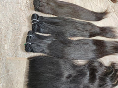 Straight human hair bundles with closure - Hair Trends India