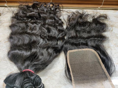 Curly Human Hair Bundles with Closure - Hair Trends India