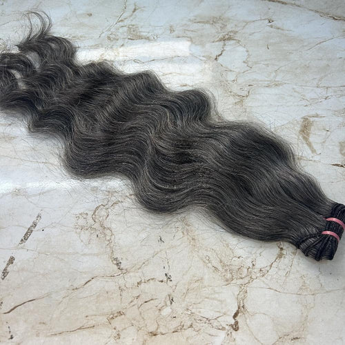 Dark Grey Human Hair Weft Bundles - Hair Trends India
