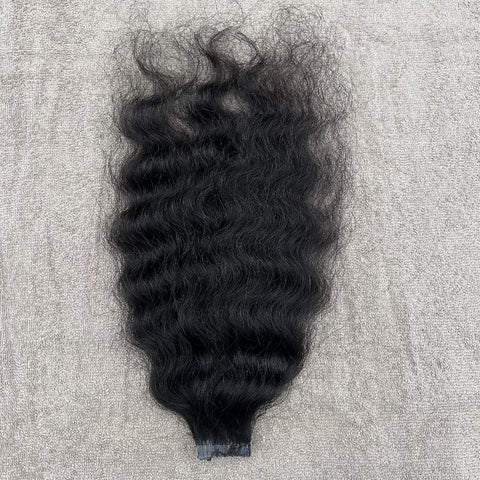 Natural Wavy Grey Tape in Human Hair Extensions