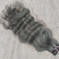Salt and pepper wavy hair weft bundles - Hair Trends India