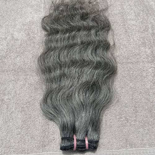 Salt and pepper wavy hair weft bundles - Hair Trends India