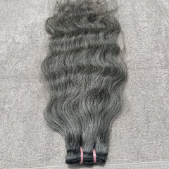 Salt and pepper wavy hair weft bundles - Hair Trends India