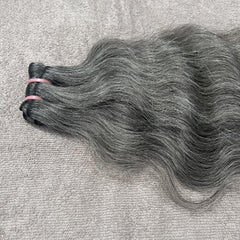 Salt and pepper wavy hair weft bundles - Hair Trends India