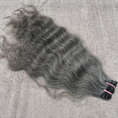 Salt and pepper wavy hair weft bundles - Hair Trends India