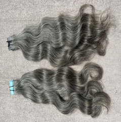 Natural Wavy Grey Tape in Human Hair Extensions - Hair Trends India