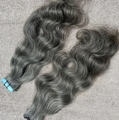 Natural Wavy Grey Tape in Human Hair Extensions - Hair Trends India