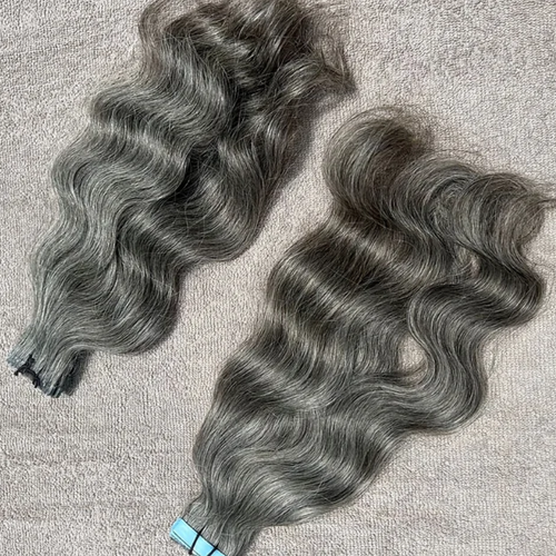 Natural Wavy Grey Tape in Human Hair Extensions - Hair Trends India