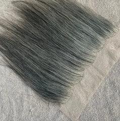 Grey Straight Swiss Lace Human Hair Frontal - Hair Trends India