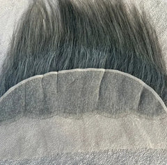 Grey Straight Swiss Lace Human Hair Frontal - Hair Trends India