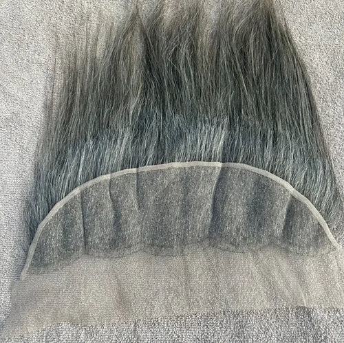 Grey Straight Swiss Lace Human Hair Frontal - Hair Trends India