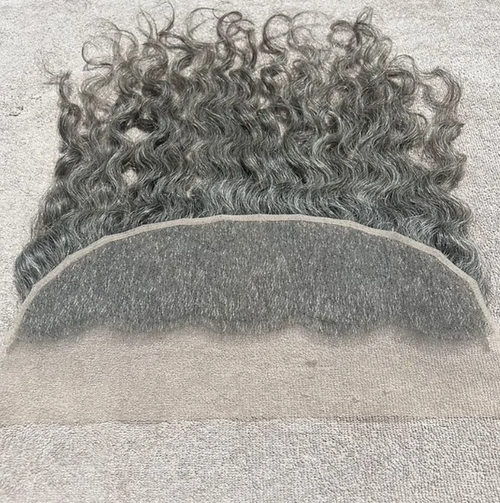 Grey Swiss Lace Curly Hair Frontal - Hair Trends India