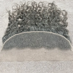 Grey Swiss Lace Curly Hair Frontal - Hair Trends India