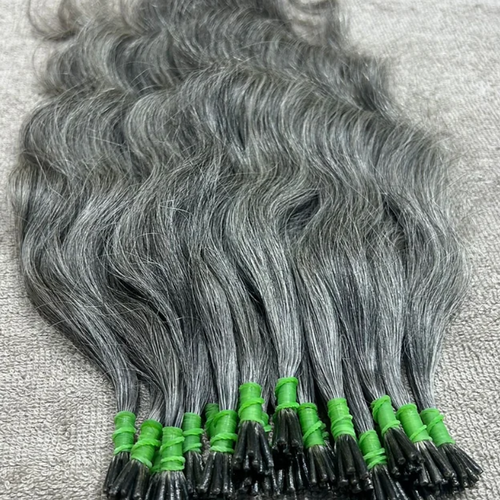 Grey I-tip Human Hair Extensions Wholesale - Hair Trends India