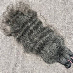 Salt and pepper wavy hair weft bundles - Hair Trends India