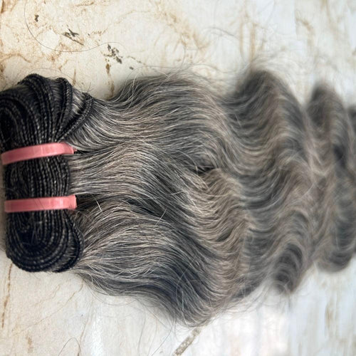 Grey body Wave Weft Hair Extensions - Hair Trends India