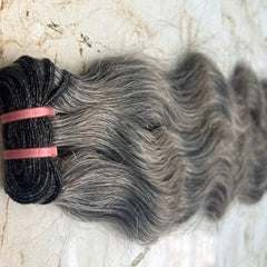 Grey body Wave Weft Hair Extensions - Hair Trends India