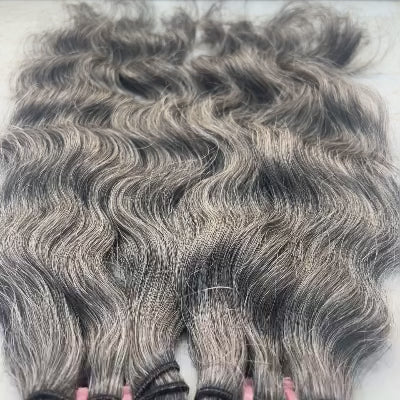 Gray Human Hair Real One Donor Salt And Pepper Weave Bundles