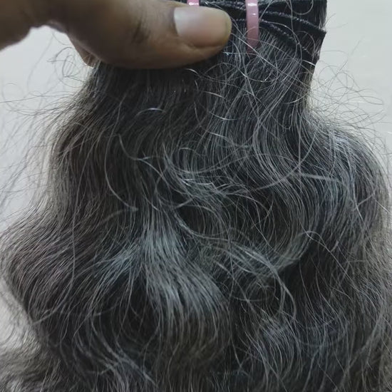 Deep Curly Grey Hair Weft Bundles